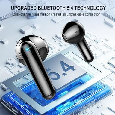 Wireless Earbuds, Bluetooth 5.4 Headphones, 48H, Stereo Ear Buds, LED Display Earphones with Mic, IP7 Waterproof In EarBud, Comfort Fit, Bluetooth Earbuds for Phone Android iOS, Sport, Walk, Black - Image 2