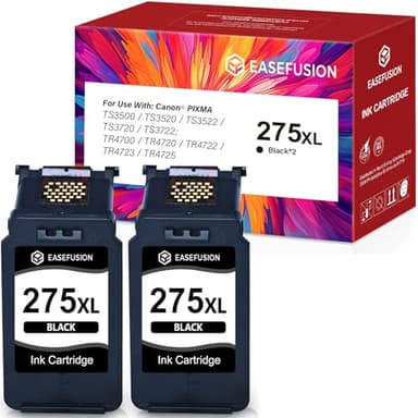EaseFusion PG-275XL Replacement for Canon Ink 275 PG-275 275XL Black Ink Cartridge Compatible with PIXMA TR4720 TS3522 TR4700 TS3722 TS3500 TR4722 TS3720 TS3520 Printer (2 Black) - Image 1