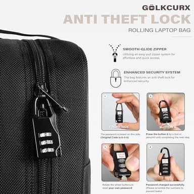 Golkcurx Rolling Laptop Bag with Wheels, Removable Water-Repellent Rolling Briefcase for Women and Men - Image 6