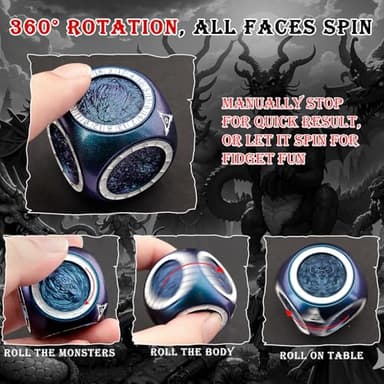 Haxtec Spinner Dice 7-in-1 Metal DND Dice Set Unique Dice Spinner Goblins D&D Die Compatible with Dungeons and Dragons DND Gifts - Image 2