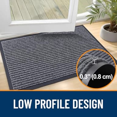 OLANLY Front Door Mat Indoor Outdoor Entrance, Waterproof Heavy Duty Doormat, Fade Resistant, Low Profile, Easy Clean Patio Porch Welcome Floor Mats for Entry, 29.5x17, Grey - Image 4