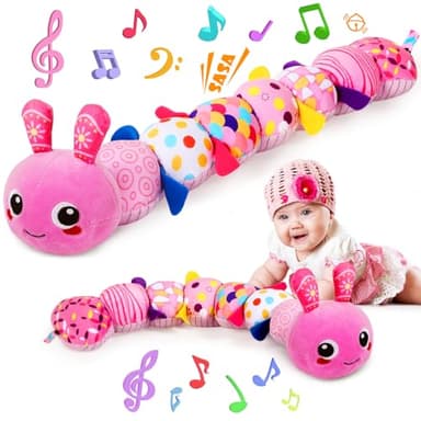 KMUYSL Baby Toys 0-6 6-12 Months, Sensory Music Animal Stuffed Toy for 0 1 2 3 4 5 6+ Months, Plush Toy with Crinkle and Rattles for Infant Newborn, Tummy Time Toys Gifts for 0-3-6-12 Month - Image 1