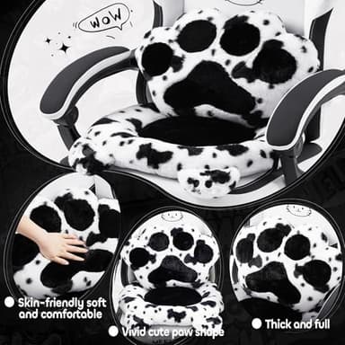 Gaming Chair Cute with Cat Ears Paw Lumbar and Cushion,Ergonomic Computer Chair with Footrest,Reclining PC Game Chair for Girl Computer Chair 300lbs for Adult Black White - Image 3
