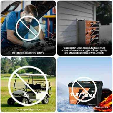 12V 300Ah LiFePO4 Battery 200A BMS 3840Wh Up to 6000+ Deep Cycle Lithium Iron Phosphate Battery Perfect for RV Camping Marine Solar Energy Storage Backup Power - Image 6