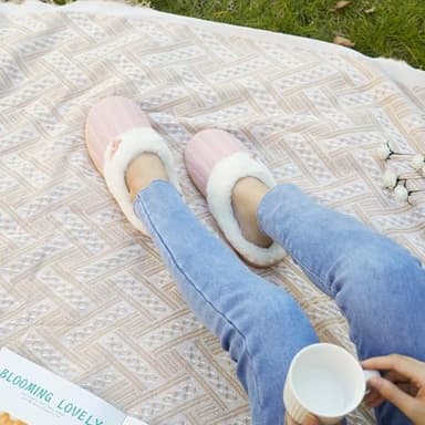 NineCiFun Women's Slip on Fuzzy Slippers Memory Foam House Slippers Outdoor Indoor Warm Plush Bedroom Shoes Scuff with Faux Fur Lining size 7 8 pink - Image 8