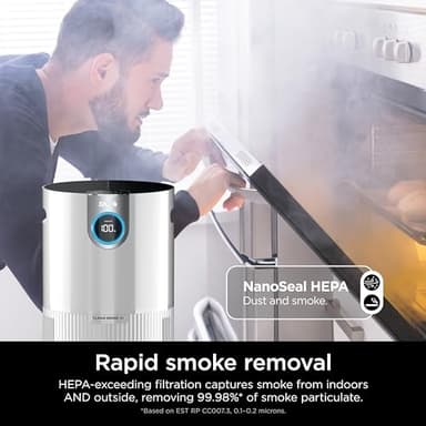 Shark Air Purifier for Home Large Room, Clean Sense Technology, HEPA Air Filter, 1000 Sq Ft, Kitchen, Filters Smoke, Captures 99.98% of Particles, Pet Dander, Pollutants, Dust, Allergens, HP201 - Image 4