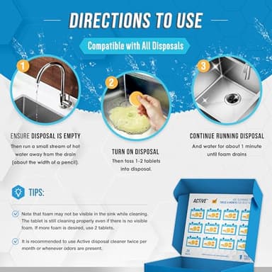 Garbage Disposal Cleaner Deodorizer Tablets - 24 Pack, New Powerful XL Foaming Tablet - Fresh Citrus Foam Sink Garburator Disposer Freshener, Natural Kitchen Drain Cleaning Care - 1 Year Supply - Image 4