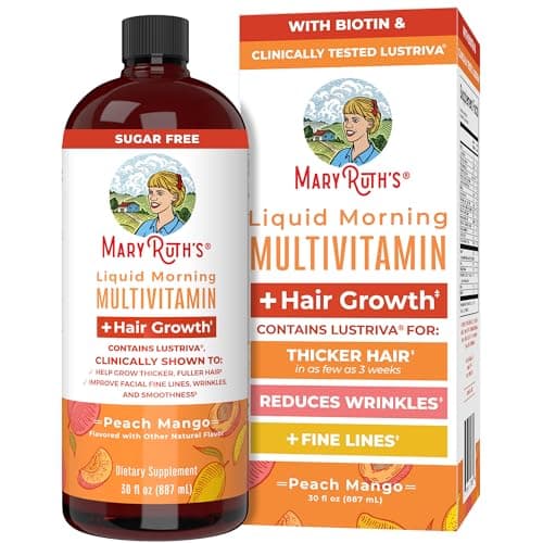 MaryRuth's Liquid Multivitamin + Hair Growth | Clinically Tested for Thicker Hair & Facial Wrinkles in Women | Biotin 10000mcg | Lustriva Hair Growth Supplements | Skin Care | Ages 18+ | 30 Fl Oz - Image 1