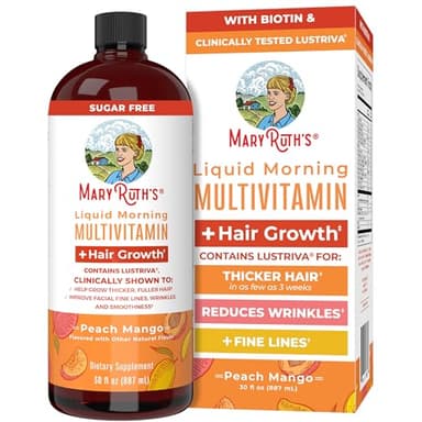 MaryRuth's Liquid Multivitamin + Hair Growth | Clinically Tested for Thicker Hair & Facial Wrinkles in Women | Biotin 10000mcg | Lustriva Hair Growth Supplements | Skin Care | Ages 18+ | 30 Fl Oz - Image 1