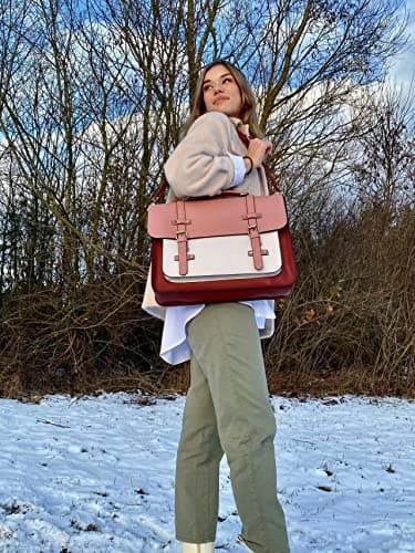 ECOSUSI Laptop Bag for Women Vegan Leather Messenger Purse Fashion Briefcase Backpack 15.6 inch Computer Satchel Handbag - Image 2