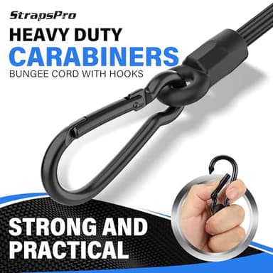 Bungee Cords with Hooks Carabiner Adjustable 48 Inch, Easy to Adjust from 7" to 48", Black Bungee Straps with UV-Resistance & Superior Elasticity for Cargo, Bike, Luggage, Carts, Truck, etc (12 Pcs) - Image 7