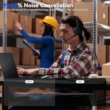 LEVN Wireless Headset with Mic for Work, Bluetooth 5.3 Headset with Microphone (AI Noise Cancelling), Wireless Headphones with Mic & Mute Button for Work from Home/PC/Call Center/Computer/Laptop/Teams - Image 2