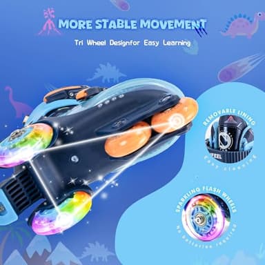SULIFEEL Adjustable Toddler Roller Skates for Girls Boys Kids,Fun Illuminating Light Up Flash Wheels Three-Point Type Balance Suitable for Beginners Indoor and Outdoor Roller Skating - Image 4