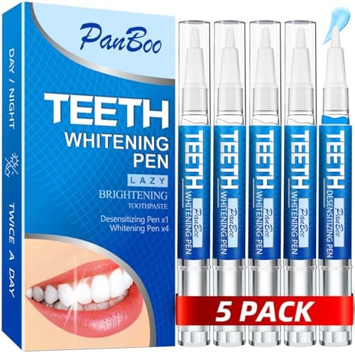 Teeth Whitening Pen 4+1(5 Pack), 70+ Treatments, Use Twice a Day Up to 1-6 Shade Whiter in 1-2 Weeks, 4 Whitening Pens plus 1 Desensitizing Pen, Effective, Painless and Enamel Safe Teeth Whitening Gel - Image 1
