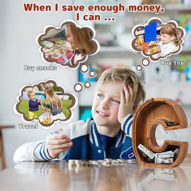 ladenk 12 Inch Extra Large Wooden Kids Letter Piggy Bank - Piggy Bank for Boys Girls - Initial C Bank - Alphabet Money Bank for Birthday - Image 7