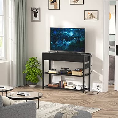 Ecopriso 47'' Entryway Table with Outlets and USB Ports, Console Table with 3 Drawers, Sofa Table Narrow Long with Storage Shelves for Living Room, Couch, Hallway, Foyer, Kitchen Counter, Black - Image 6