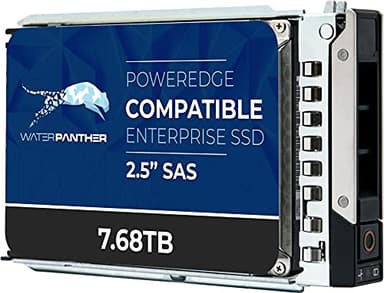 Water Panther 7.68TB SAS 12Gbps 2.5-inch x 15mm Enterprise SSD in 14G/15G/16G Tray Compatible with Dell PowerEdge Servers 0N85XX 0X8F87 R340 R640 R450 R650 C6600 NX440 T440 (Renewed) - Image 1