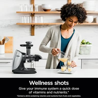 Ninja Cold Press Juicer Pro, Compact 150-Watt Slow Masticating Juicer, Total Pulp Control with Anti-Drip Lever, Dishwasher Safe Parts, High Juice Yield for Fruits & Vegetables, Cloud Silver (Renewed) - Image 7