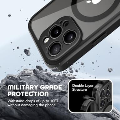 TIESZEN for iPhone 15 Pro Max Case, Compatible with MagSafe, Built-in Privacy Screen Protector and Camera Protection, Anti Spy Full Body Dustproof Shockproof Hard Phone Case 6.7", Black - Image 4