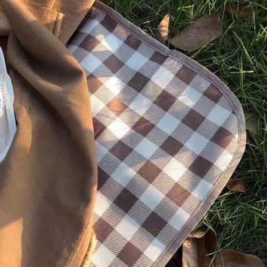 LRUUIDDE Oversize Picnic Beach Blanket, 80''x60'' Outdoor Waterproof Foldable Sandproof Blankets Plaid Picnic Mat for Beach Camping on Grass Picnic Blankets (Brown, 80x60in) - Image 3