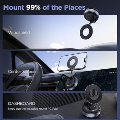 MSXTTLY Vacuum Magnetic Phone Holders for Your Car 2026 Suction Cup Phone Mount with Washable Nano Gel Pads 360° Adjustable Phone Mount Unlock More Scenes,Phone Holder for Smartphone&Car/Gym/Mirror - Image 4