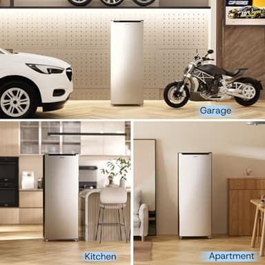 Upstreman 7.0 Cu.Ft Upright Freezer, Large Capacity Garage Ready Deep Freezers with 5 Adjustable Shelves, Convertible Refrigerator/Freezer, Reversible Door for Home, Basement, Apartment (Stainless) - Image 8