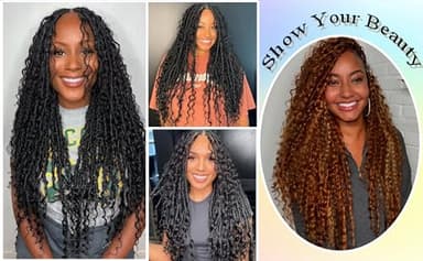 Boho Faux Locs Crochet Hair 24 Inch Goddess Locs 8 Packs Boho Soft Locs Crochet Hair with Curly Ends Pre-looped Long Bohemian River Locs Crochet Hair for Black Women(24Inch, 1B) - Image 6