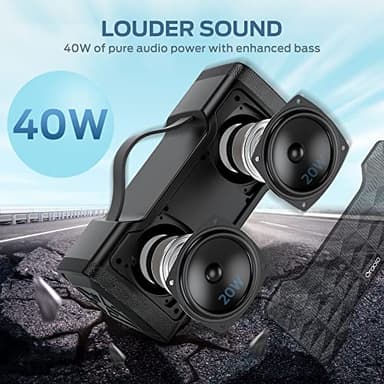Oraolo Bluetooth Speaker Loud Portable Bluetooth Speaker, 40W Large Speakers Stereo Sound, IPX6 Waterproof, Support USB/AUX Input, Built-in Mic for Home Party Outdoor - Image 2
