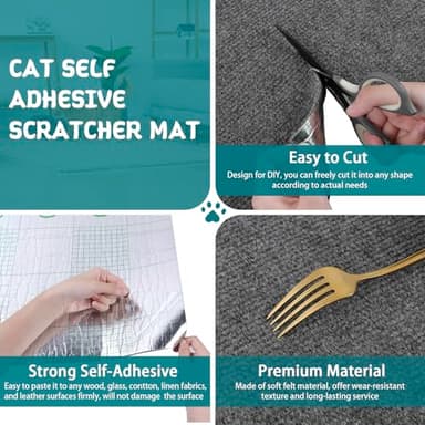 Climbing Cat Scratcher Mat Trimmable Cat Scratching Post Carpet 78.7'' x15.8'' Self Adhesive Carpet Mat Pad Replacement for Cat Tree Shelves Post Couch Wall Furniture Steps DIY Protector (Dark Gray) - Image 3