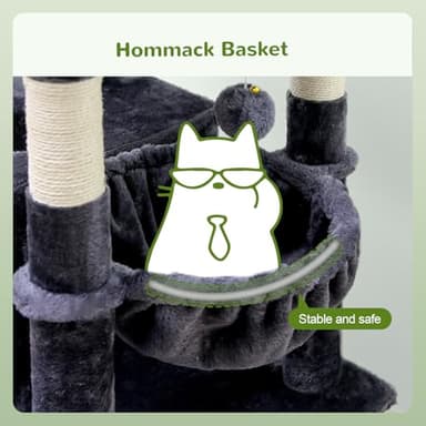 Globlazer Heavy Duty Cat Trees for Large Cats, Sturdy 72in Maine Coon Cat Tree for Large Cats 20 lbs+ Heavy Duty Cat Tower for Adult Biggest Cat with 6 Scratching Posts, Hammock, S72, Dark Gray - Image 5