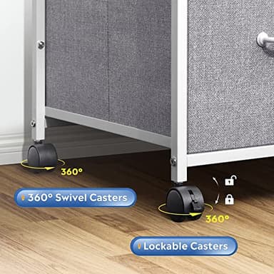 DEVAISE 3 Drawer Mobile File Cabinet, Rolling Printer Stand with Open Storage Shelf, Fabric Lateral Filing Cabinet fits A4 or Letter Size for Home Office, Light Grey - Image 6