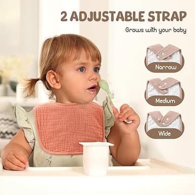 POIKSHARK 6-Pack Muslin Baby Bibs for Unisex Boys Girls, Solid Colors, Soft Cotton Baby Drool Bibs, Drooling and Teething Bibs for Infant, Newborn - Neutral - Image 3