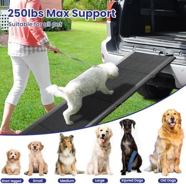 Dog Ramp for Car, 71''x 17'' Extra Long Folding Dog Ramps, Pet Ramp for Large Dogs with Non-Slip Rug Surface, Portable Dog Steps Up to 200LBS, Outdoor Dog Ramp for Car, SUV, Truck - Image 7