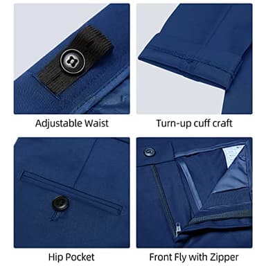 Marvelous World Suits Blue Slim Fit Size 16 Formal Suits for Kids Toddler Tuxedos Dresswear Ring Bearer Outfit Wedding Suits Set Dress Clothes Youth 5-Piece Adjustable Waist - Image 6