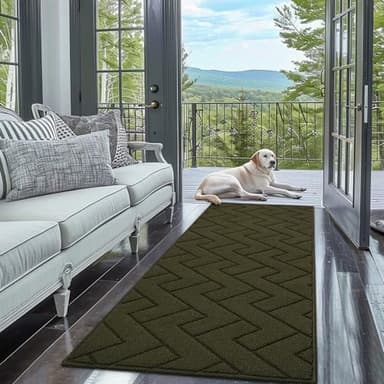 hicorfe Kitchen Rugs and Mats Sets,Super Absorbent Polypropylene Non-Slip Rug,Soft Comfort Floor Mat,Washable for Kitchen,Hallway,Office,Sink,Laundry(24" x 71",Oliver Green) - Image 5