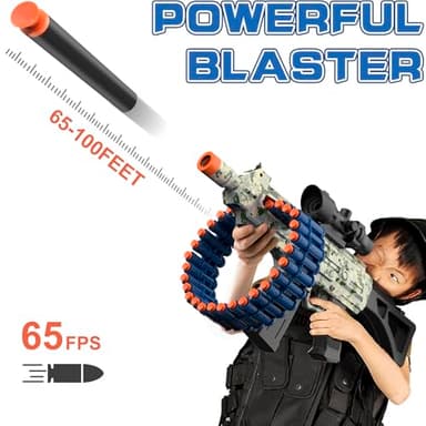Electric Automatic Toy with Scope, JakMean Toy Blaster with 30 Dart Clips and 100 Foam Darts, Outdoor Shooting Games Toys for 6-12 Year Old Boys & Girls Adults, Gifts for Birthday Xmas, Green - Image 4