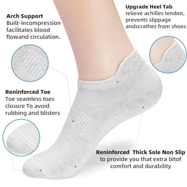 ATBITER Ankle Socks Womens and Men Thin Athletic Running Low Cut No Show Socks With Heel Tab 6/10-Pairs - Image 3