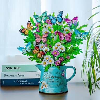 Airpark Pop Up Flower Card, 16 Inch Daisies and Butterflies 3D Paper Flowers Bouquet, Popup Greeting Cards with Blank Note Card & Envelope, Birthday, Graduation Decorations, Get Well Soon,Thank You Gifts for Women Mother - Image 6