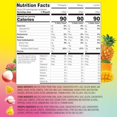 Amos Peelerz Assorted Peelable Gummy Variety Pack – Mango, Lychee & Pineapple | 24 Individually Wrapped Packs (608g) | Fun, Chewy, Shareable Treat - Image 2