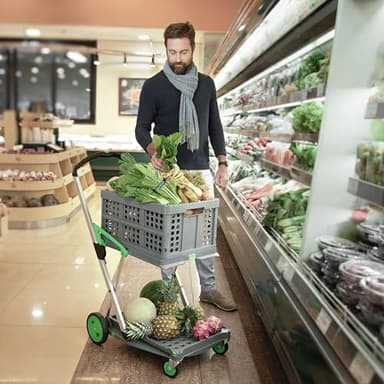 CLAX® The Original | Made in Germany | Multi use Functional Collapsible carts | Mobile Folding Trolley | Shopping cart with Storage Crate (Black) - Image 5