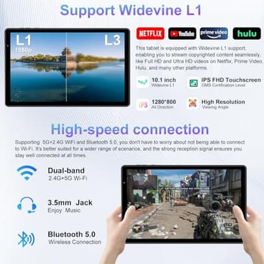 2025 Android 14 Tablet, 10 inch Tablets 22GB+128GB +1TB Expand, 8000mAh Octa-Core Tablet w/ Drop-proof Case, HD IPS Display, GPS, 5G WIFI, Split Screen,Widevine L1, for Adults and Kids -Metal Rose Red - Image 2