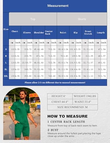 URRU Men's 2 Piece Outfits Short Sleeve Casual Zip Polo Shirt and Shorts Set Black XL - Image 7