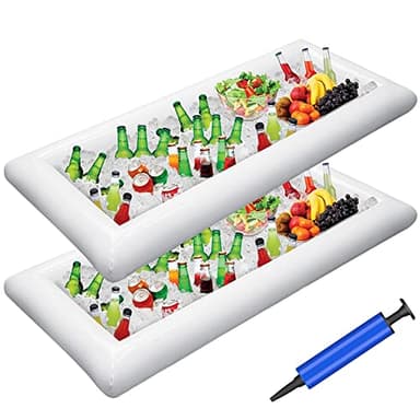 Jasonwell Inflatable Serving Bars Ice Buffet Salad Serving Trays Food Drink Holder Cooler Containers Indoor Outdoor BBQ Picnic Pool Party Supplies Luau Cooler w Drain Plug - Image 1
