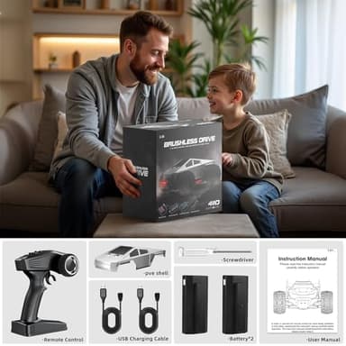 WayEee RC Car 1/16 Brushless Fast Cars Toys for Adults and Boys 8+, Max 35 mph High Speed 4X4 Truck, 2.4GHz Remote Control, 2 Replaceable PVC Shell, All Terrain Vehicle, Colorful LED Lights - Image 7