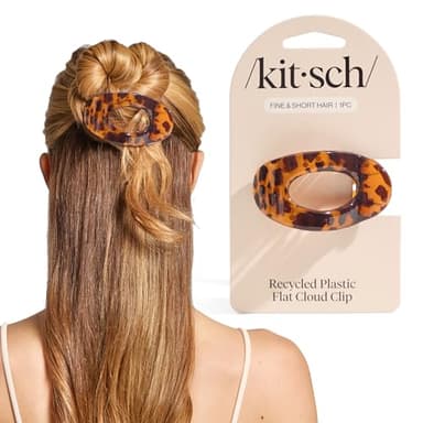 Kitsch Small Flat Claw Clips for Women - Stylish Flat Hair Clips, Strong Hold for Thick & Fine Hair | Non-Slip for Secure, Comfortable All-Day Wear | Ideal Gifts for Women -Tortoise Design - Image 1