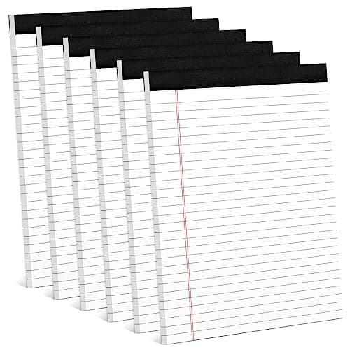 6 Pack 8.5 x 11 Legal Pads for Office Supplies Paper Pads 8.5 x 11 White Note Pads for Work Lined Writing Pads Notebook White Legal Pads Wide Ruled Notepads 30 Sheets Per Writing Pad Legal Note Pad - Image 1