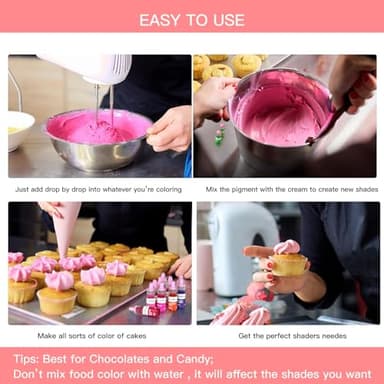 Oil Based Food Coloring for Chocolates - Jelife 12 Colors Oils Dye Set Flavorless Edible Food Color Vibrant Concentrated Neon Icing Colors for Candy Melts (6ml/Bottles) - Image 4