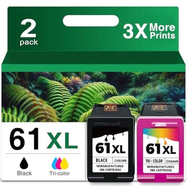 61XL Ink Cartridge Black and Color Combo Pack Replacement for HP Ink 61 HP61 XL HP61XL for 5530 3510 4500 4635 2620 4630 5535 2540 4502 3050 1510 4632 4501 2542 2514 3020a 4610 1000 1010 1510 Printer - Image 1