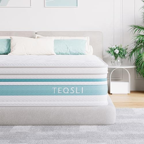TeQsli Queen Mattress 12 inch Hybrid Mattress with Gel Memory Foam Innerspring Mattress in a Box for Pressure Relief & Cooling Sleep Queen Size Mattress, 100 Nights Trial - Image 1