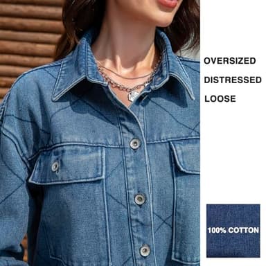 VOHOTO Women's Spring Denim Jacket-Lightweight Oversized Shacket with Soft Flannel Lining-Casual Everyday Wear - Image 5